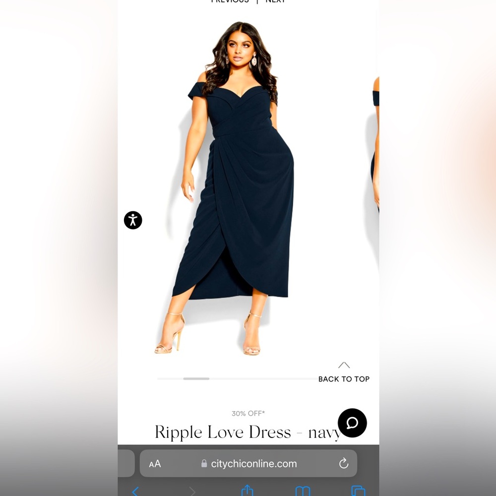 City chic ripple dress 16W navy blue